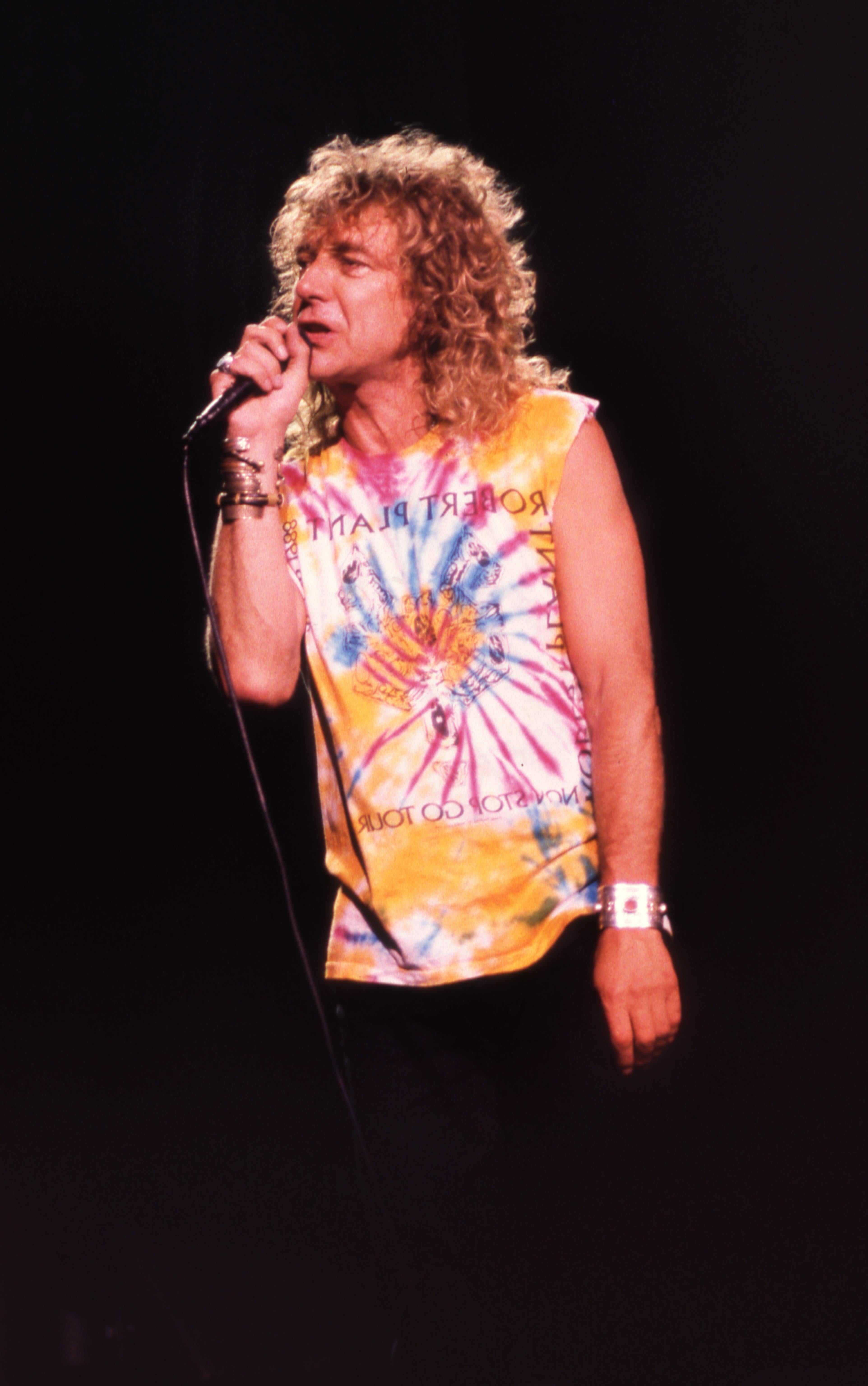 Tony Defilippis Color Photograph - Robert Plant Performing in Tie DyeFine Art Print