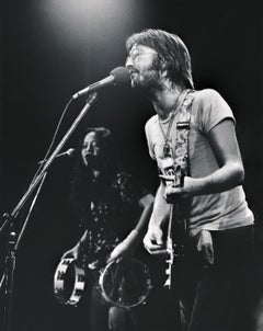 Retro Eric Clapton Playing Guitar on Stage Fine Art Print