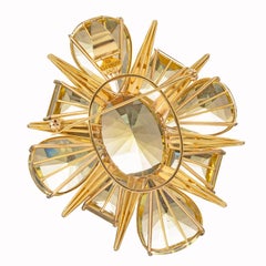 Broche colgante Tony Duquette de oro amarillo de 18 quilates con citrino en forma de estrella