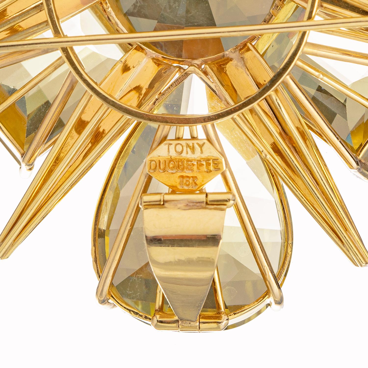 Taille mixte Tony Duquette Broche pendentif étoile en or jaune 18 carats et citrine en vente