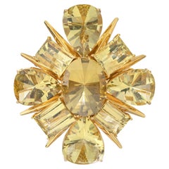 Tony Duquette 18k Yellow Gold Citrine Starburst Pendant Brooch