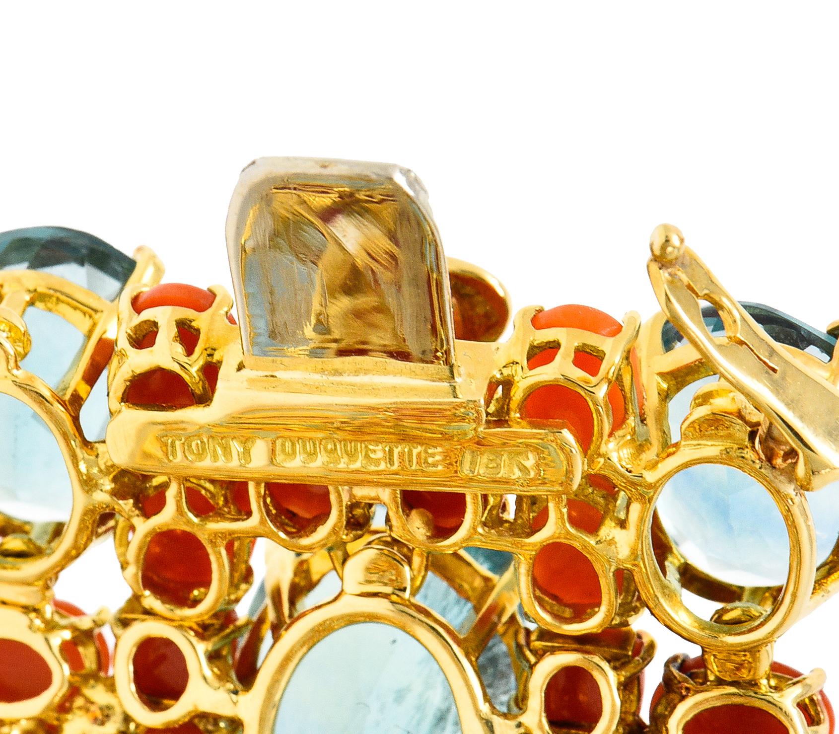 Tony Duquette Coral Fluorite 18 Karat Yellow Gold Substantial Vintage Bracelet 4