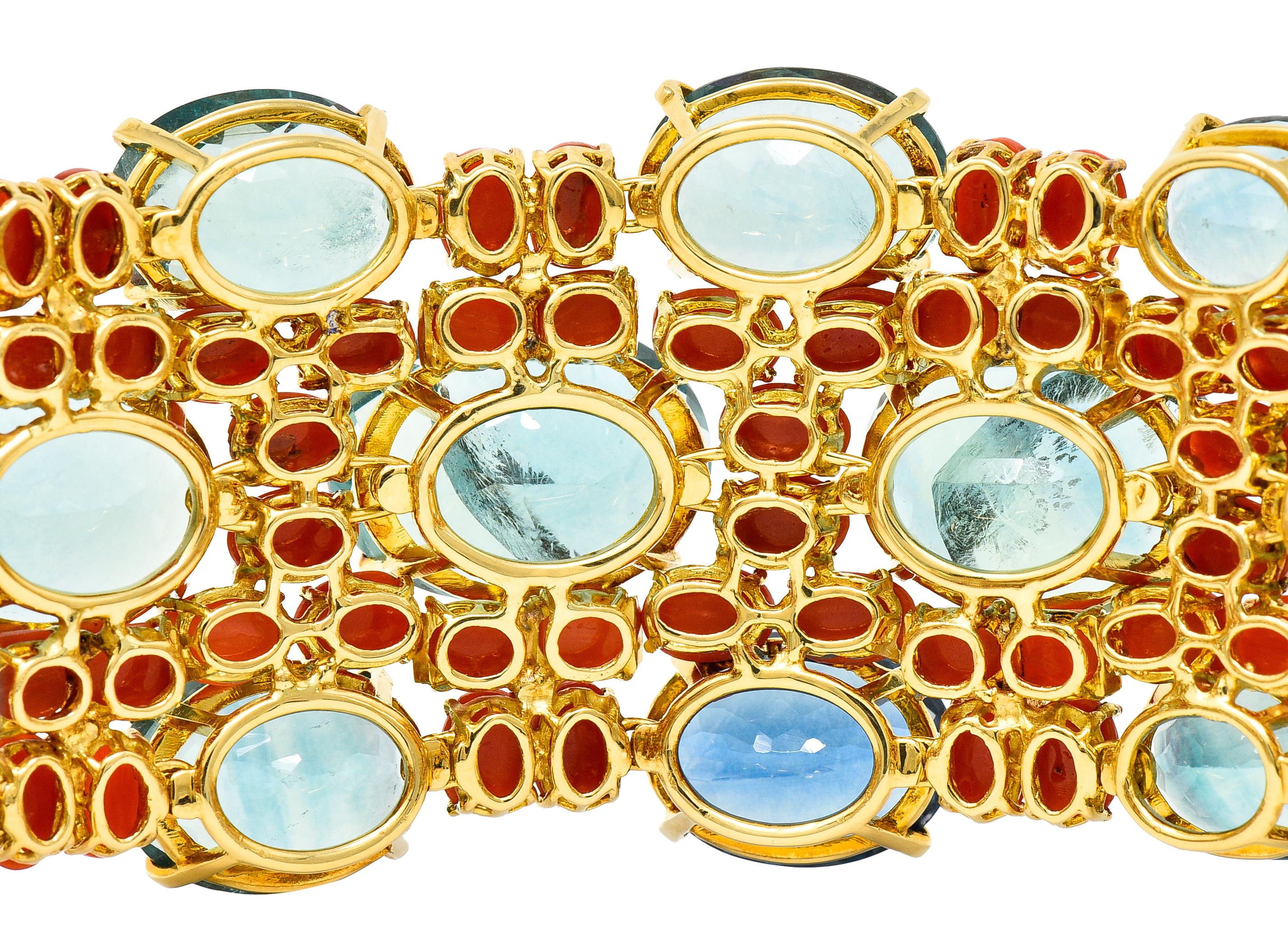Tony Duquette Coral Fluorite 18 Karat Yellow Gold Substantial Vintage Bracelet 5
