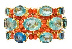 Tony Duquette Coral Fluorite 18 Karat Yellow Gold Substantial Vintage Bracelet
