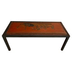 Tony Duquette Custom Coffee Table With Inset Chinese Panel