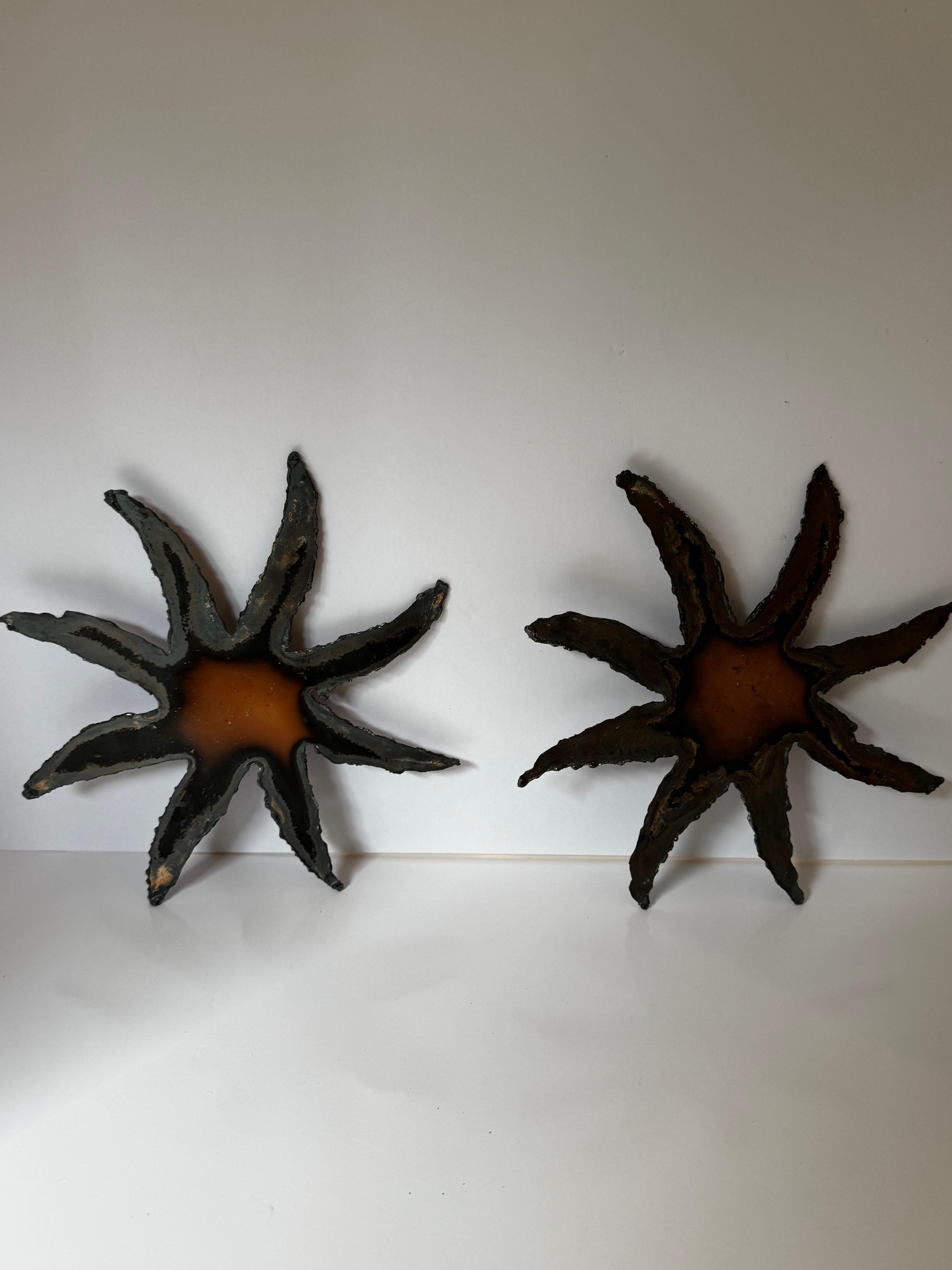 Rare pair of steel stars from Tony Duquette's famous Beverly Hills estate, Dawnridge. Purchased at the Tony Duquette estate sale.                                            