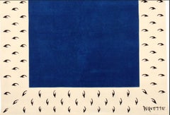 Tony Duquette, 'Ermine Border' Rug Carpet Hand Knotted Wool Silk 6x9' ft OAK