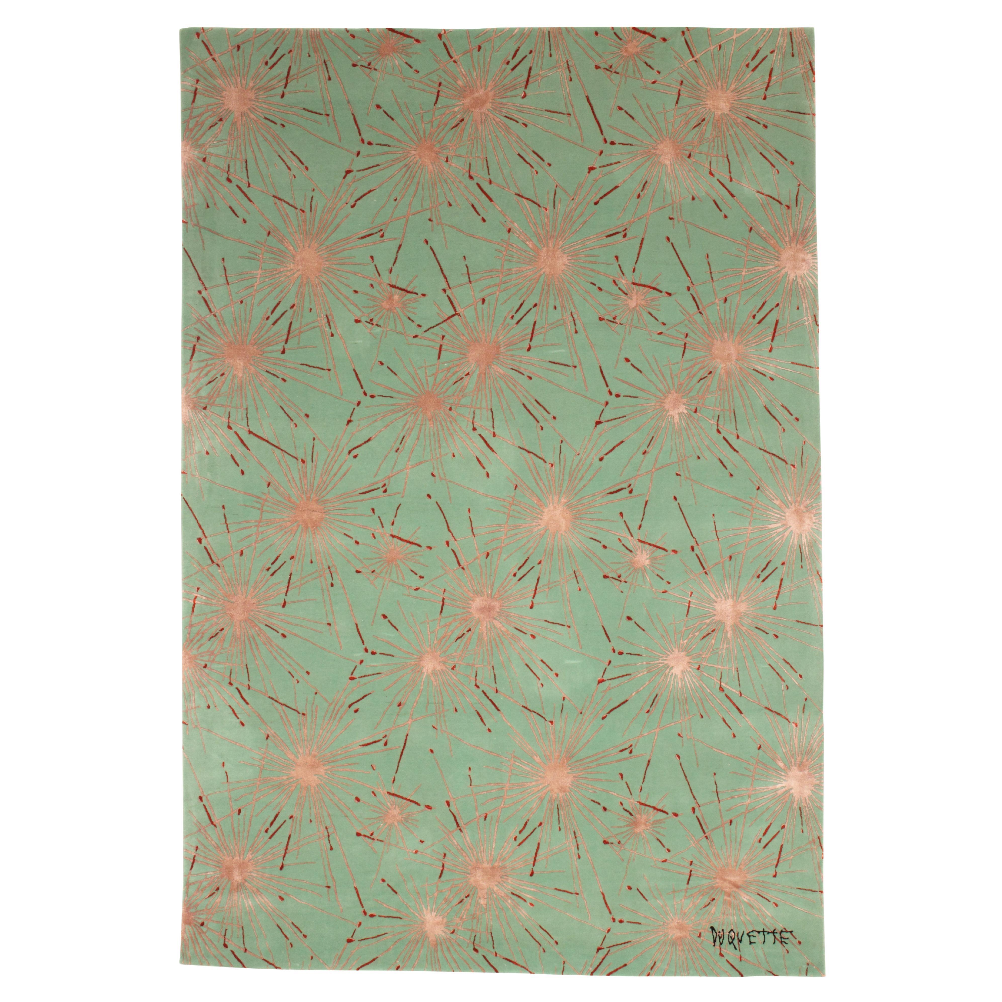 Tony Duquette 'Fireworks' Rug Wool Silk Hand Knotted Carpet One of a Kind 6x9 ft