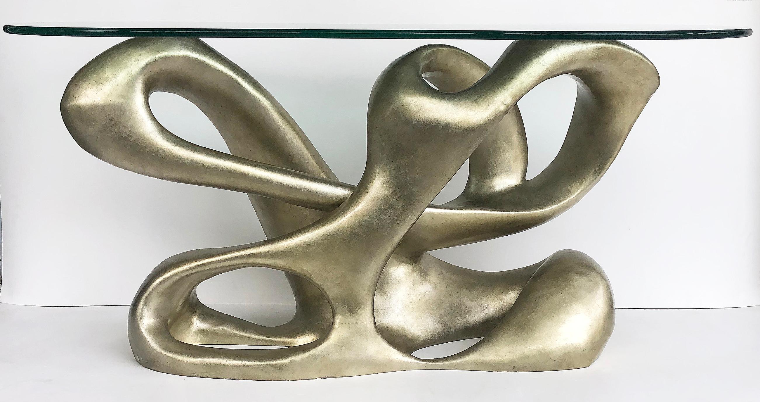 Modern Tony Duquette for Baker Biomorphic Console, Silver Leaf Finish For Sale