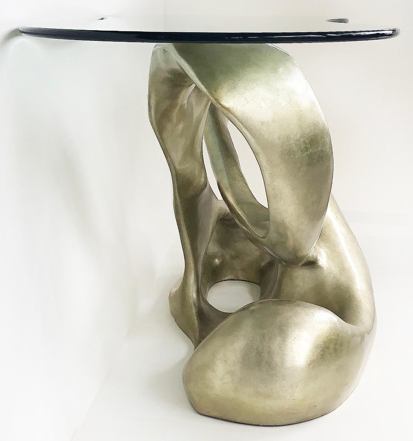 American Tony Duquette for Baker Biomorphic Console, Silver Leaf Finish For Sale