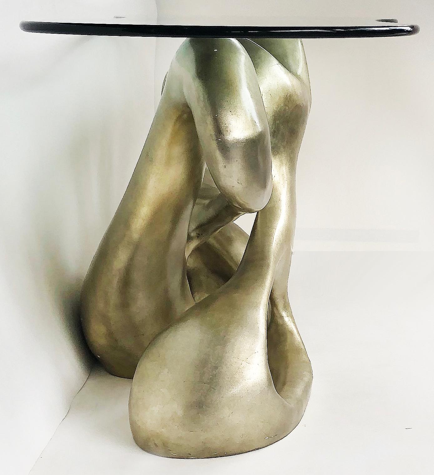 Glass Tony Duquette for Baker Biomorphic Console, Silver Leaf Finish For Sale
