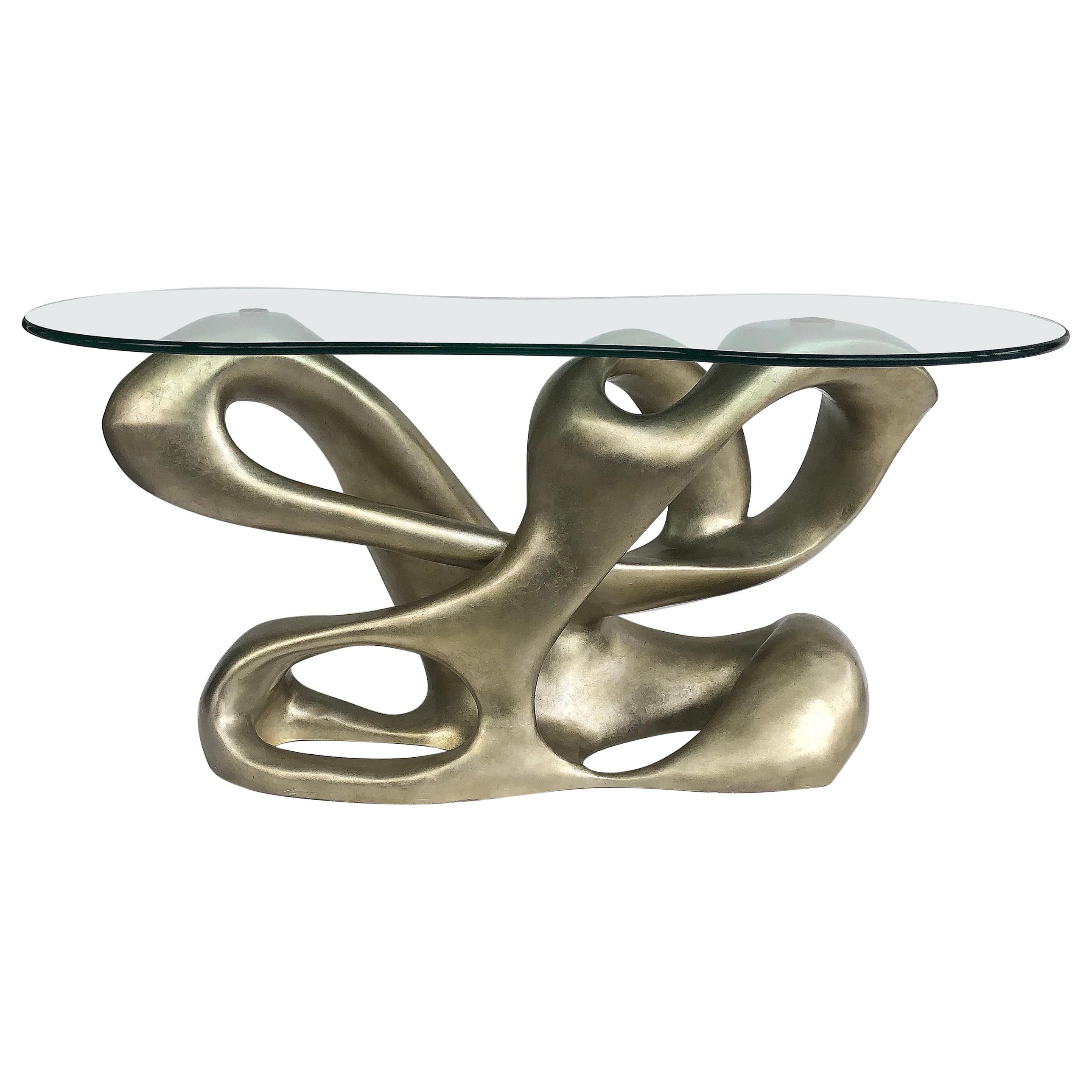 Tony Duquette for Baker Biomorphic Console, Silver Leaf Finish For Sale