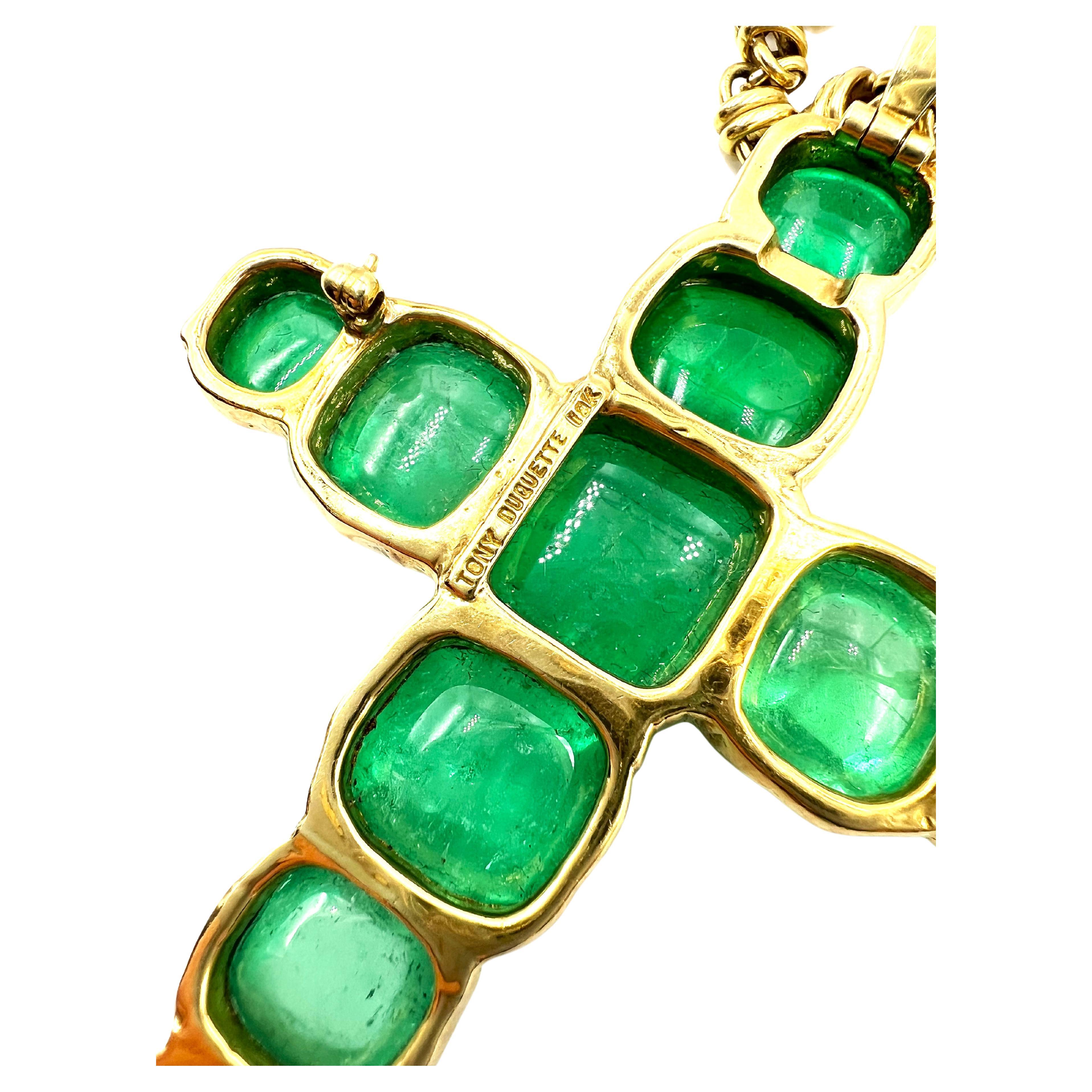 emerald cross necklace gold