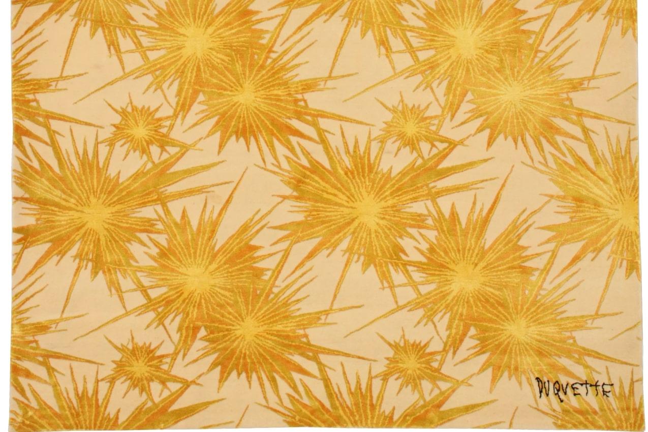 Tony Duquette - 'Golden Sunburst' Rug 6' x 9'
Material: 60% Wool and 40% Silk

â€œBeauty not luxury, is what I valueâ€ was Tony Duquetteâ€™s refrain. Hutton Wilkinson provided Viacomo Rugs with designs from the notable archives of the legendary