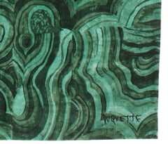 Tony Duquette - 'Malachite' Rug Size All Silk Hand Knotted Carpet 9x12 ft RARE