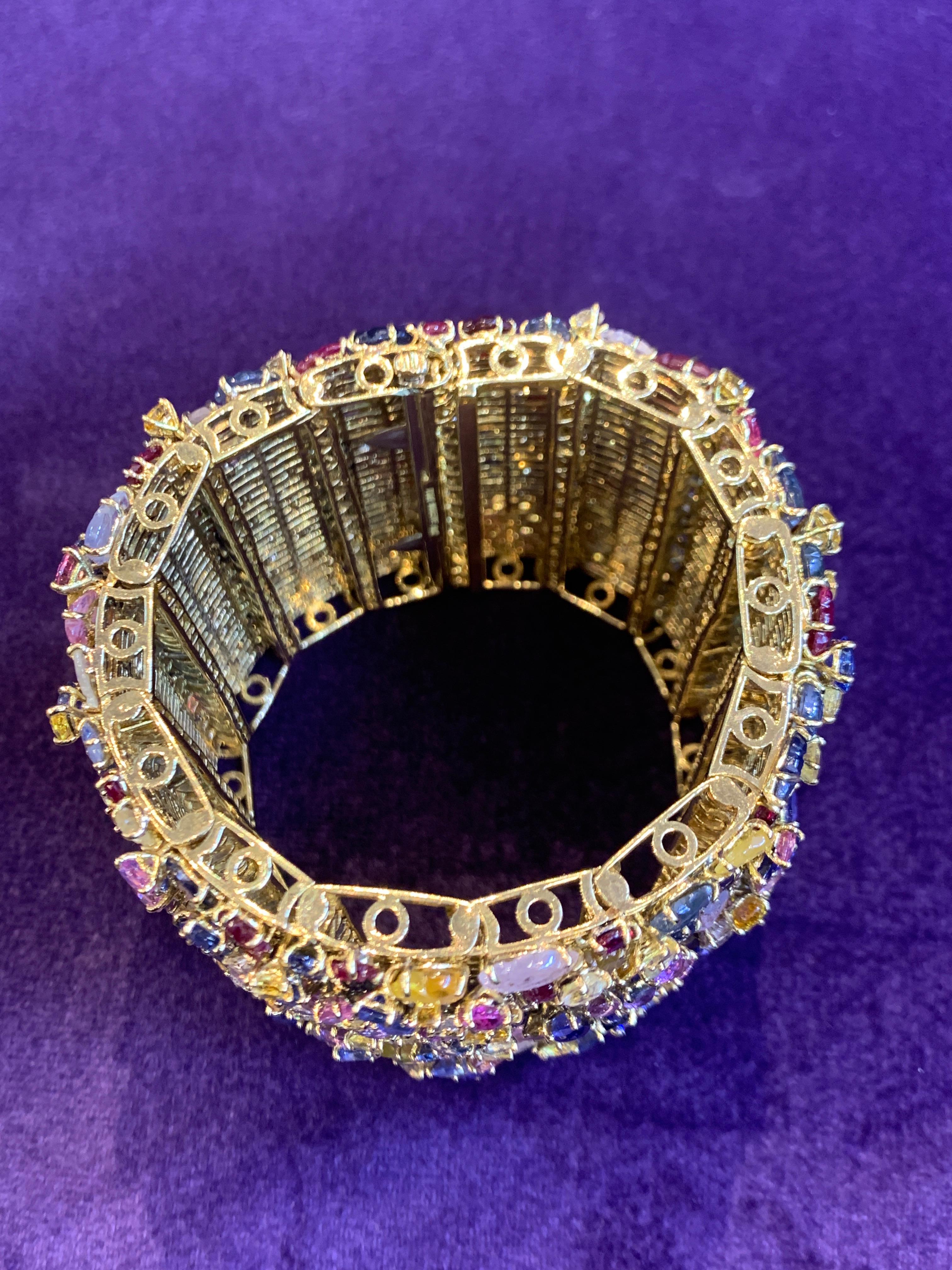 Tony Duquette Mehrfarbiges Saphir-Armband für Damen oder Herren im Angebot