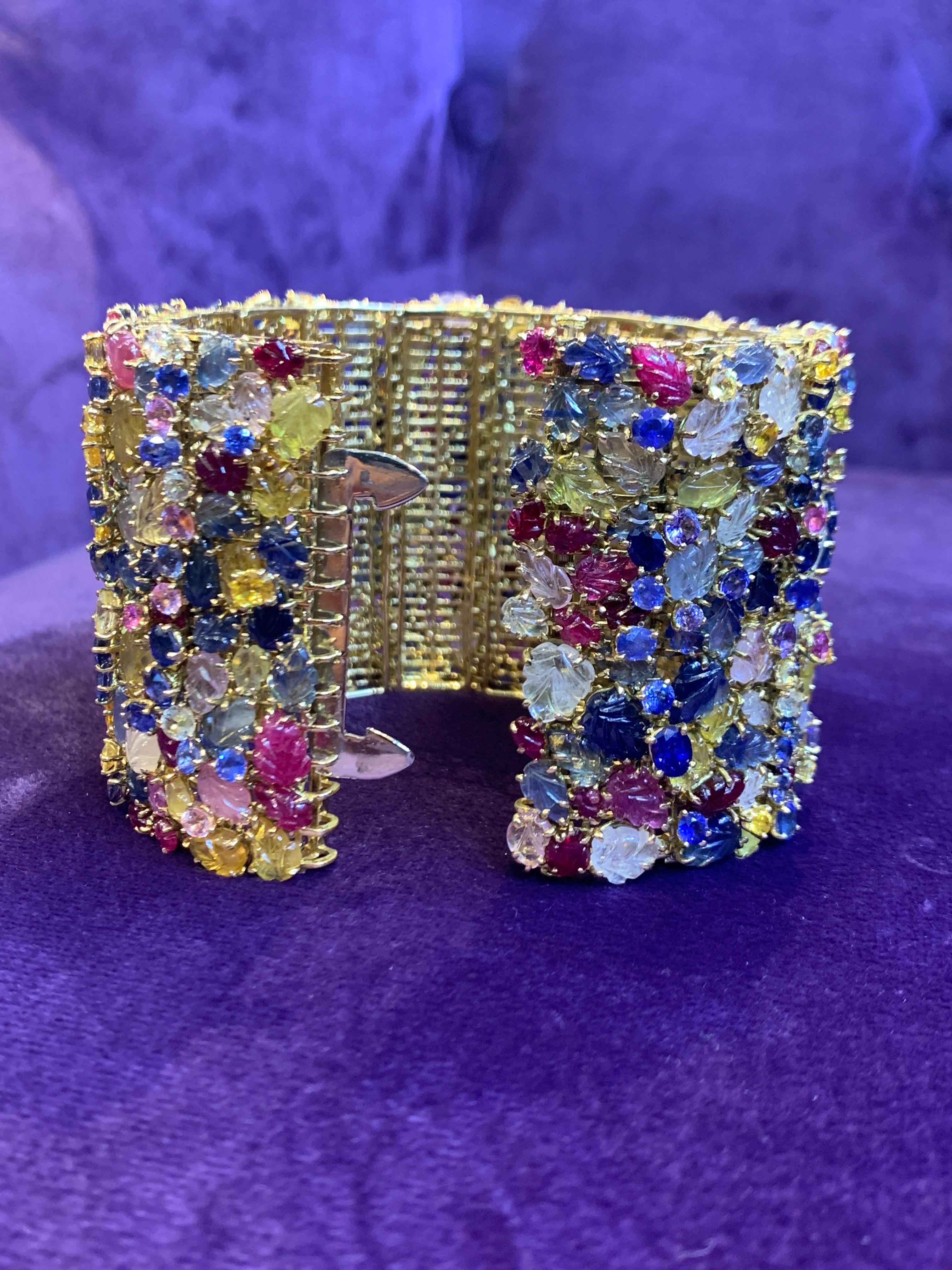 Tony Duquette Multi Color Sapphire Bracelet For Sale 1