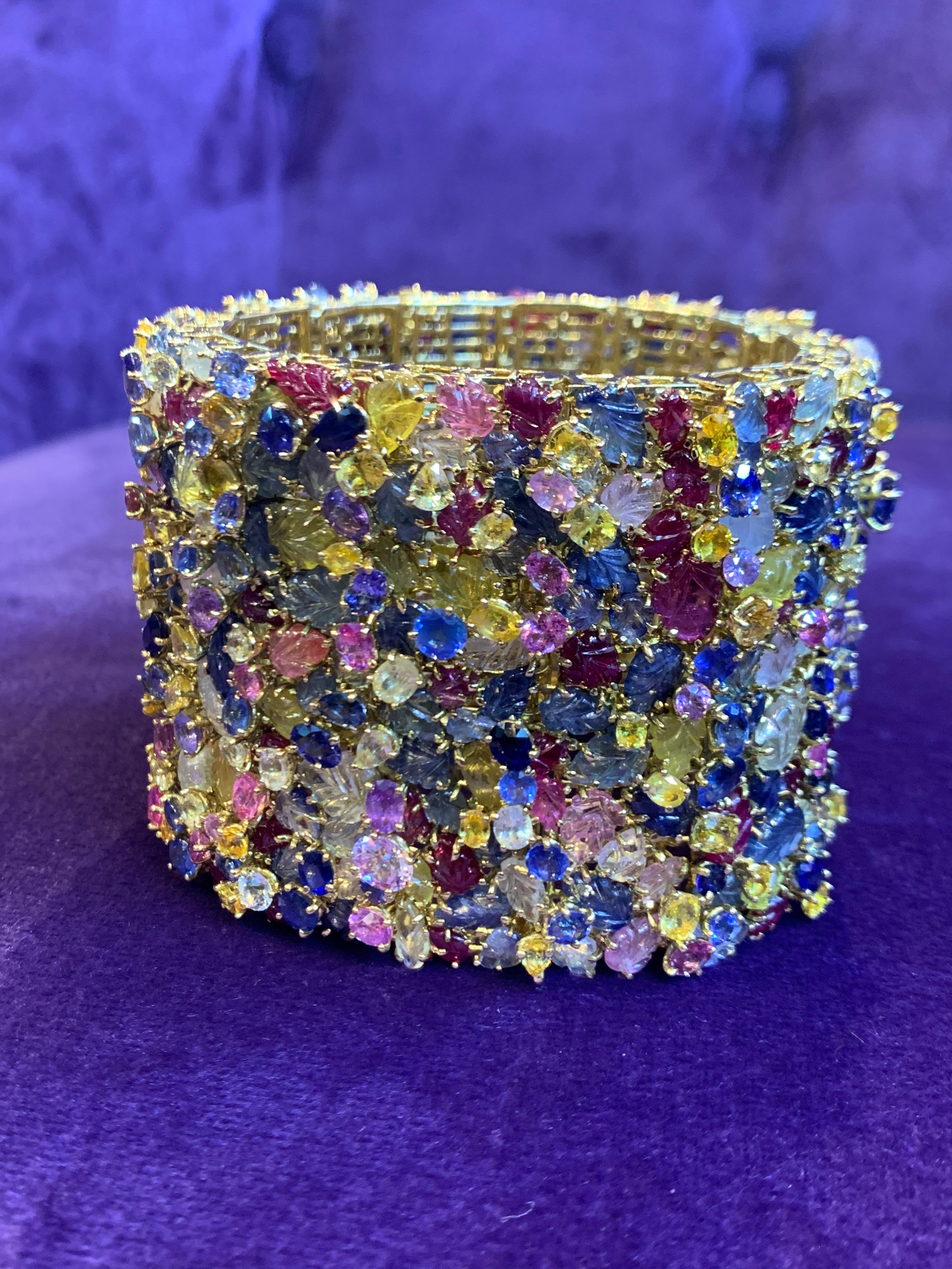Tony Duquette Bracelet en saphirs multicolores en vente 2