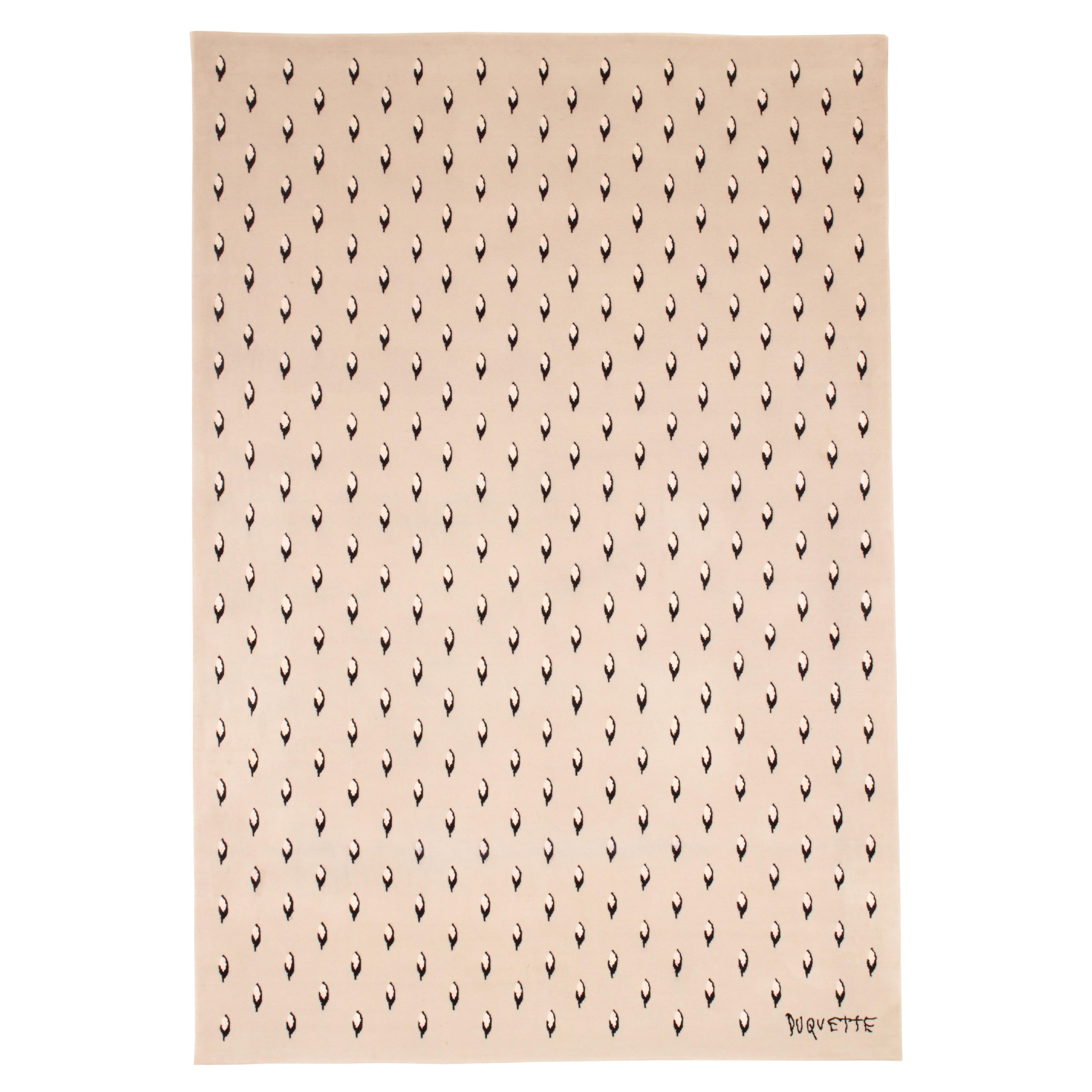 Tony Duquette, 'Royal Ermine' Rug Wool Silk Carpet Hand Knotted 6' x 9' feet