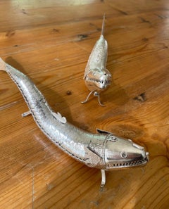 Tony Duquette Silver Articulated Fish Sculptures
