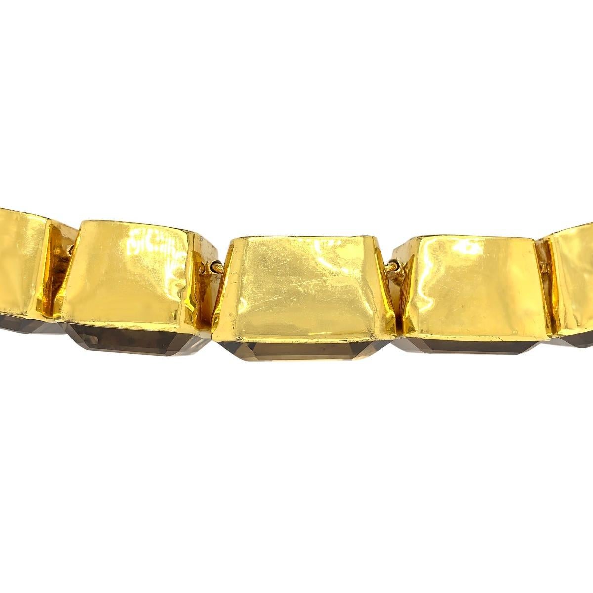 Women's Tony Duquette Spectacular Large Size Smoke Topaz Gold Plated Bracelet For Sale