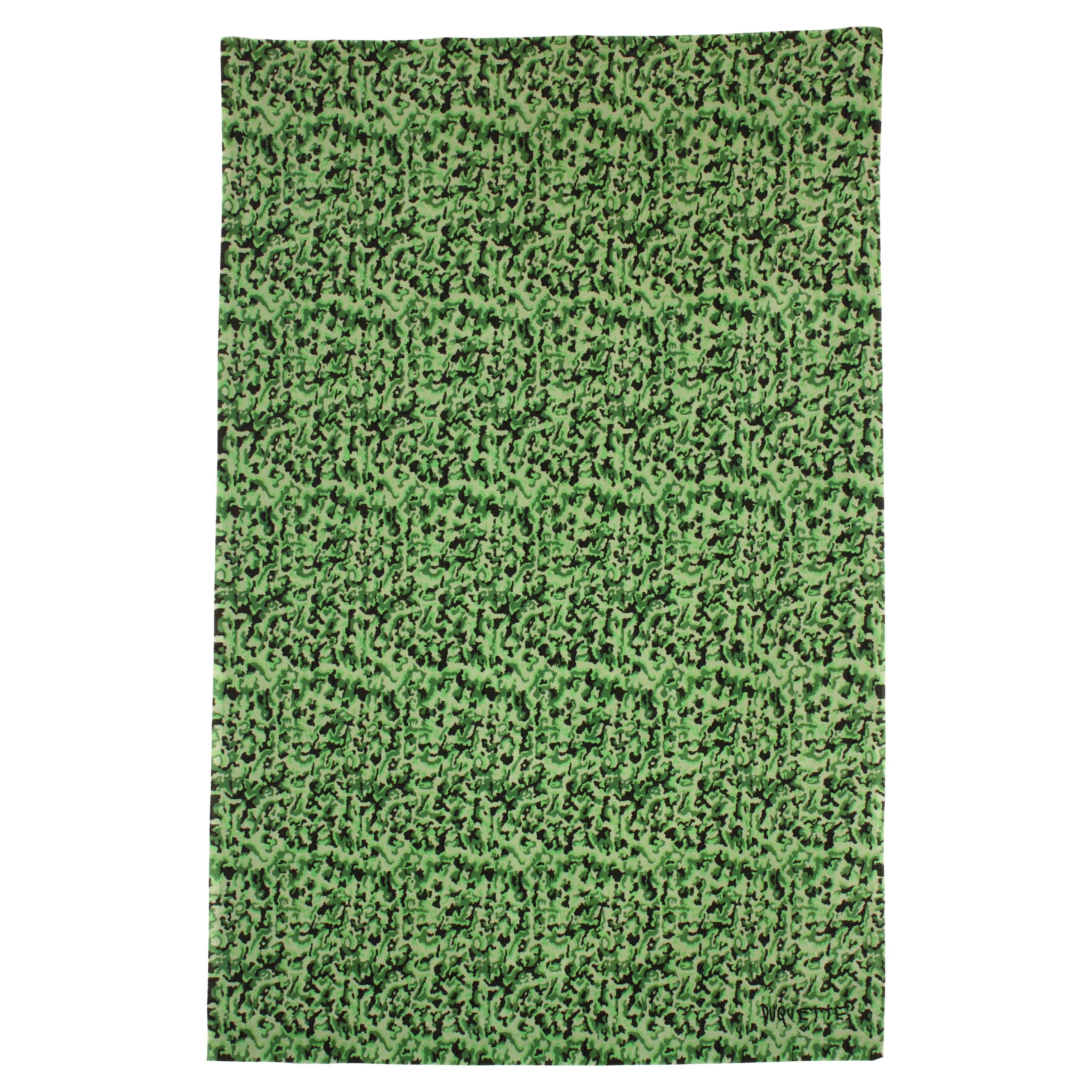 Tony Duquette, 'Spinach Leopard' Rug Wool Hand Knotted Carpet 6x9 feet