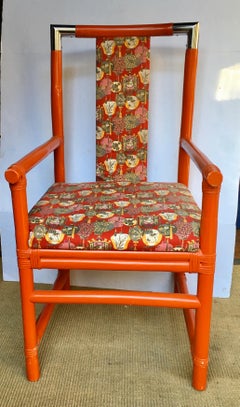 Tony Duquette Style Chinoiserie Asian Bamboo Wood and Chrome Armchair, 1970s