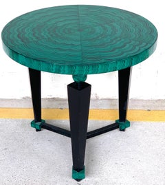 Tony Duquette Style Faux Malachite and Ebonized Guéridon or Side Table