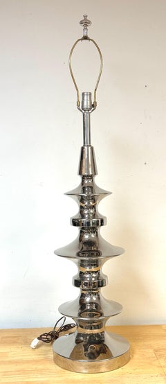 Tony Duquette Style Mercury Glazed Porcelain Totem Lamp, Hollywood Regency