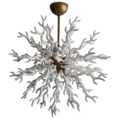 Tony Duquette Style White Faux Coral Chandelier