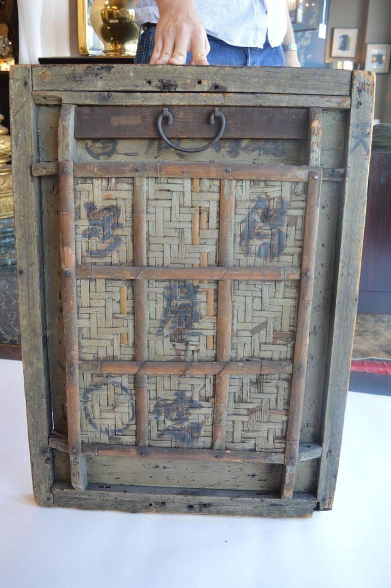 Tony Duquette Two Chinese Polychrome-Decorated Basketwork Panels For Sale 7