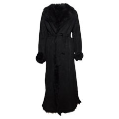 Tony Enzo, Vintage belted lammy coat in black