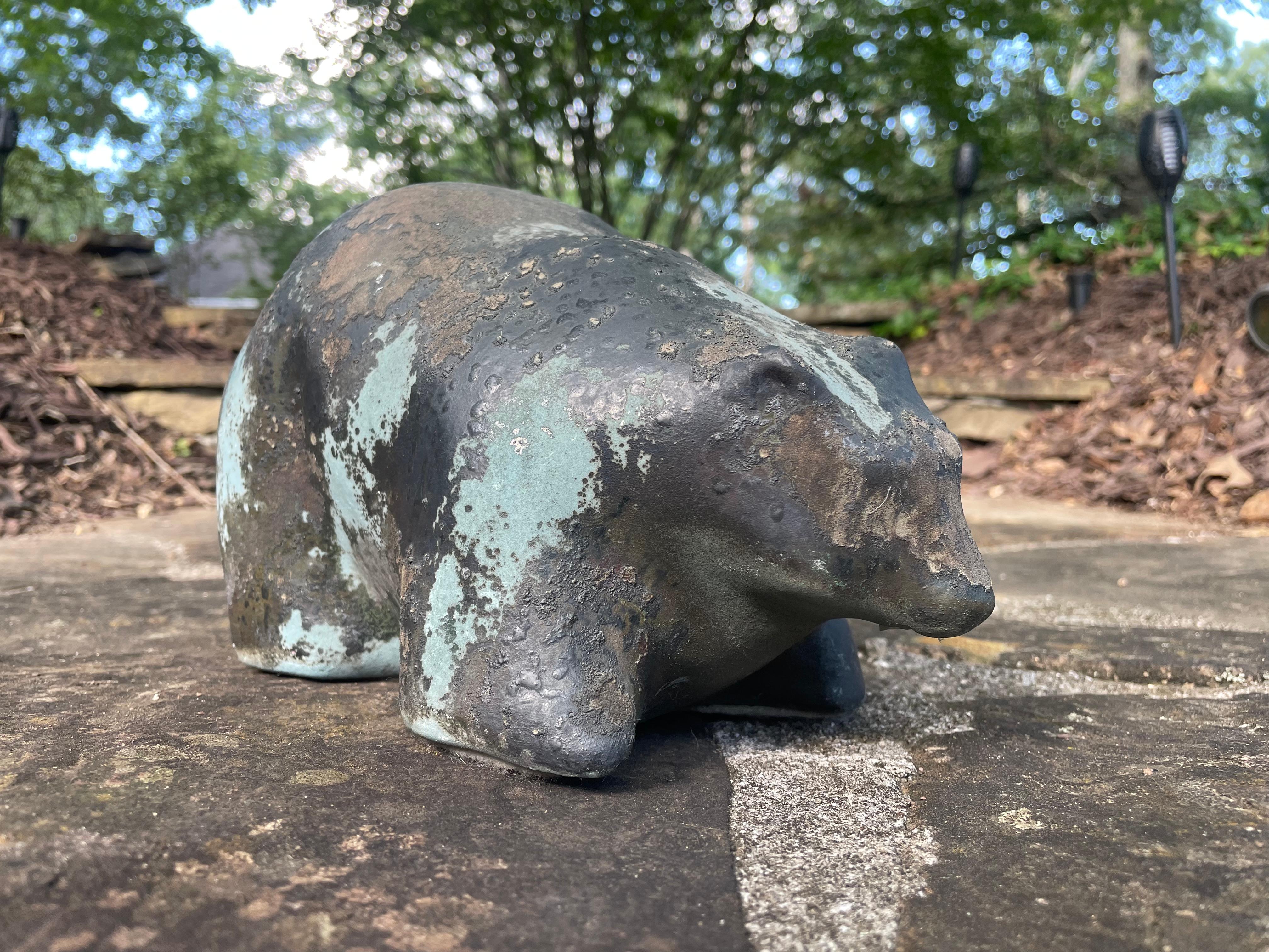 Tony Evans Evans Studio Scultura di Orso in ceramica Raku in vendita 6
