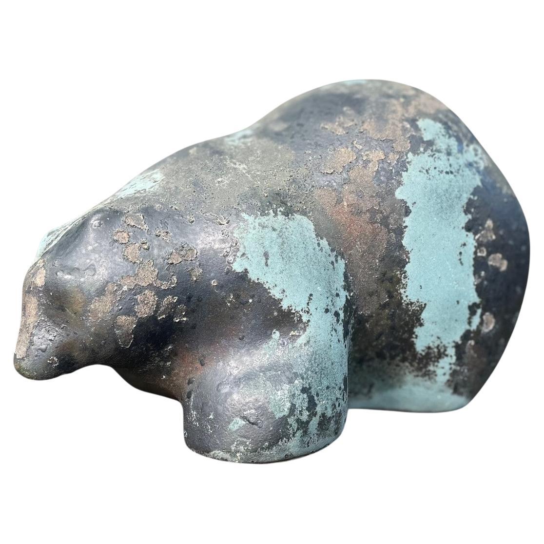 Tony Evans Escultura Oso de Cerámica Raku de Studio Evans