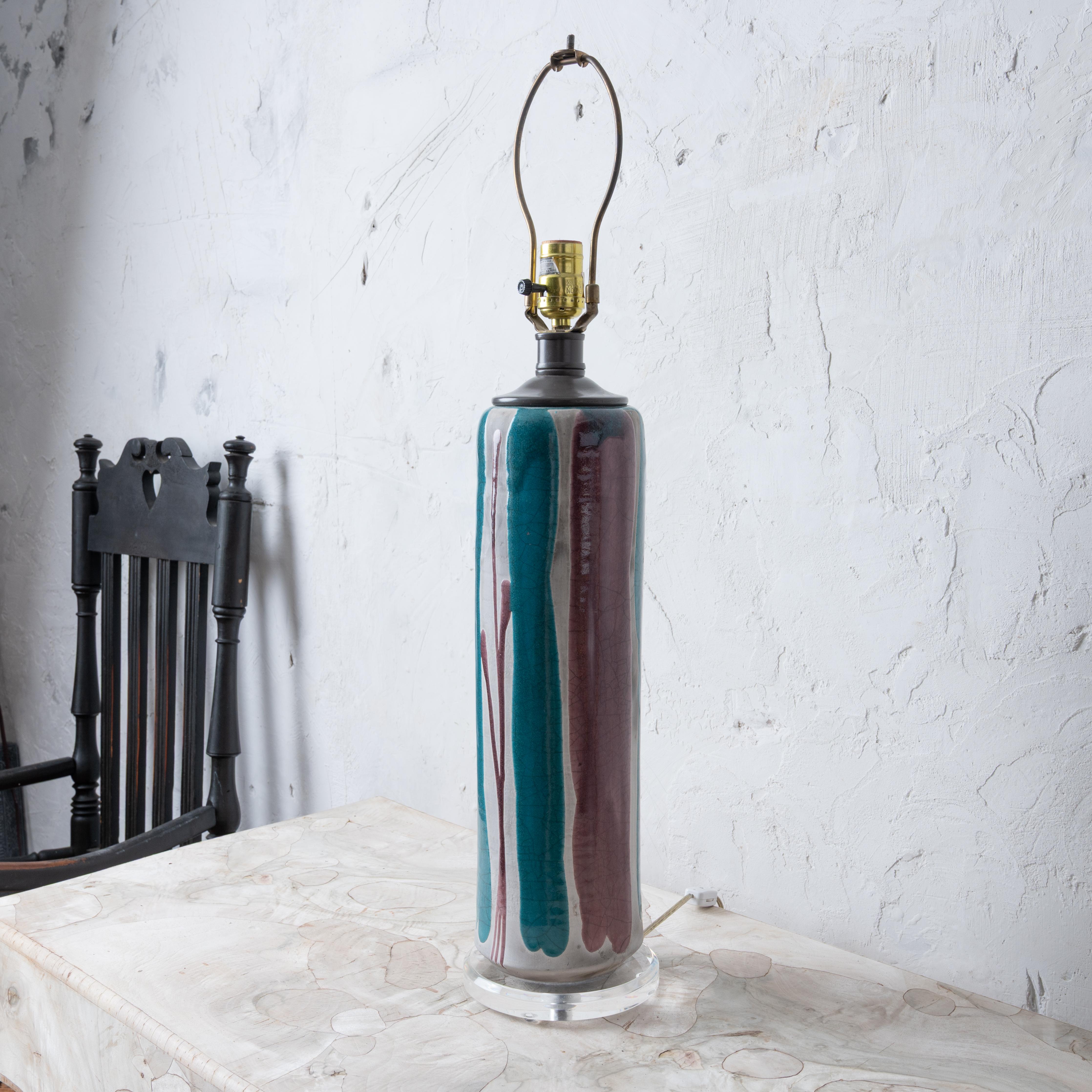 Modern Tony Evans Raku Pottery Lamp, 1980s For Sale