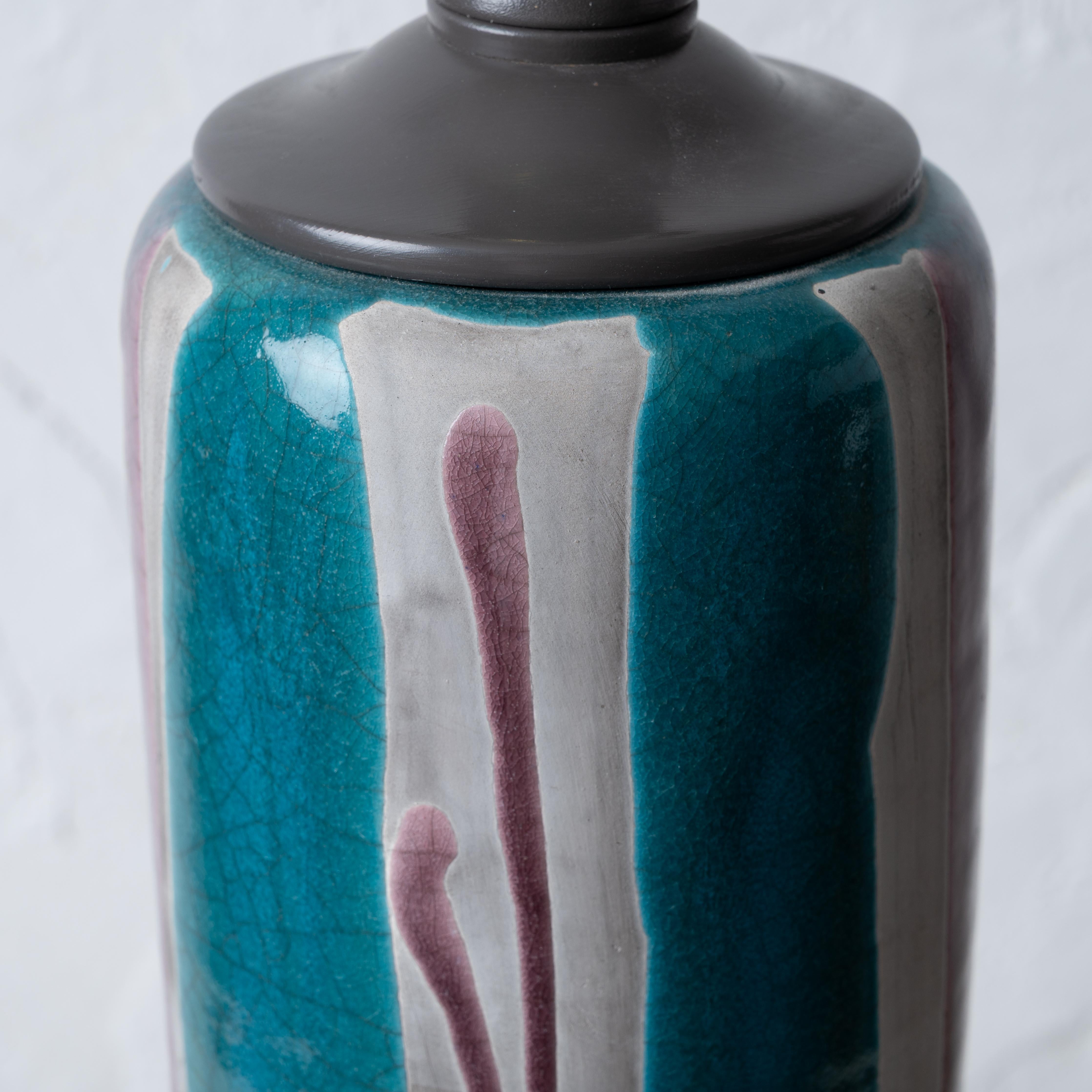 Late 20th Century Tony Evans Raku Pottery Lamp, 1980s For Sale