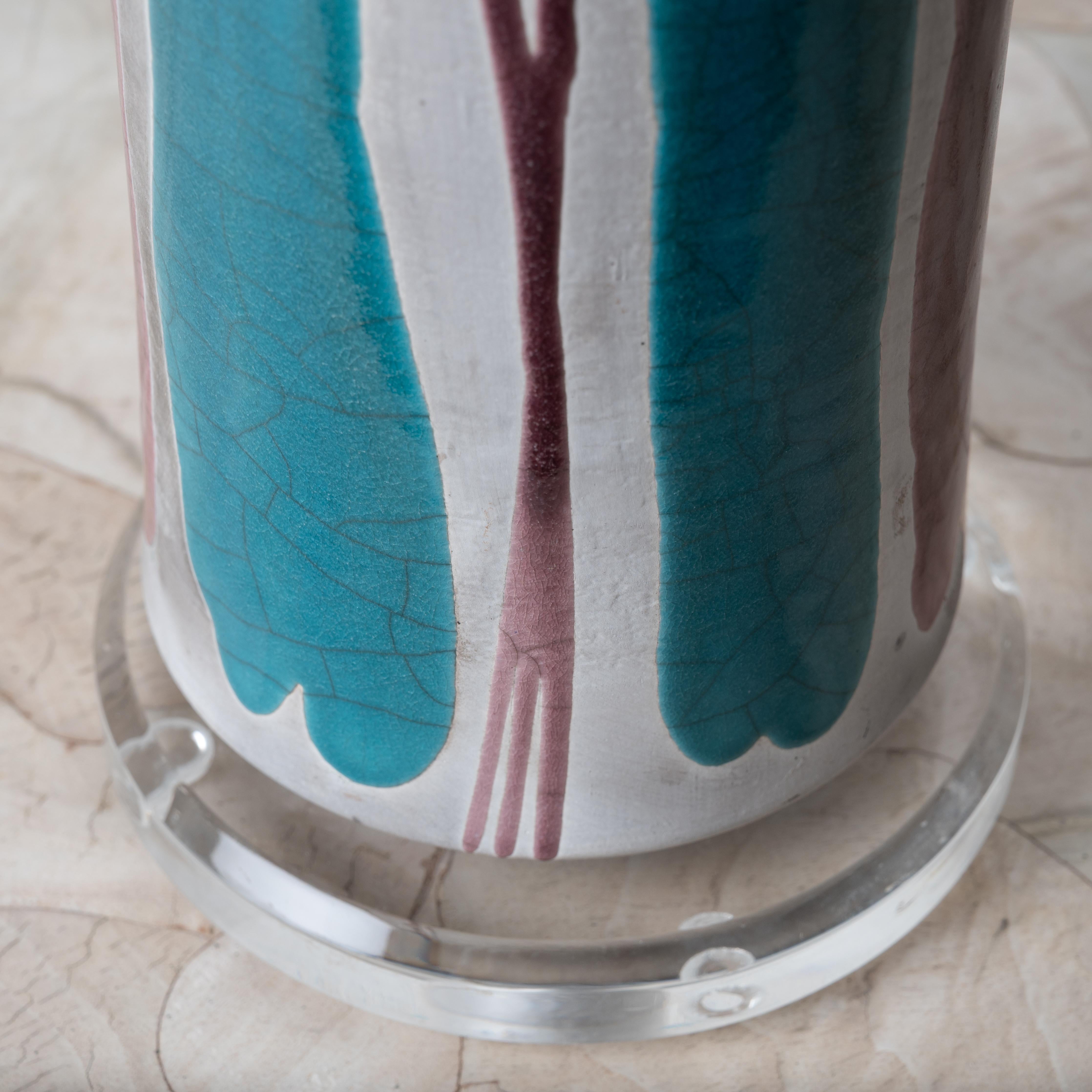 Ceramic Tony Evans Raku Pottery Lamp, 1980s For Sale