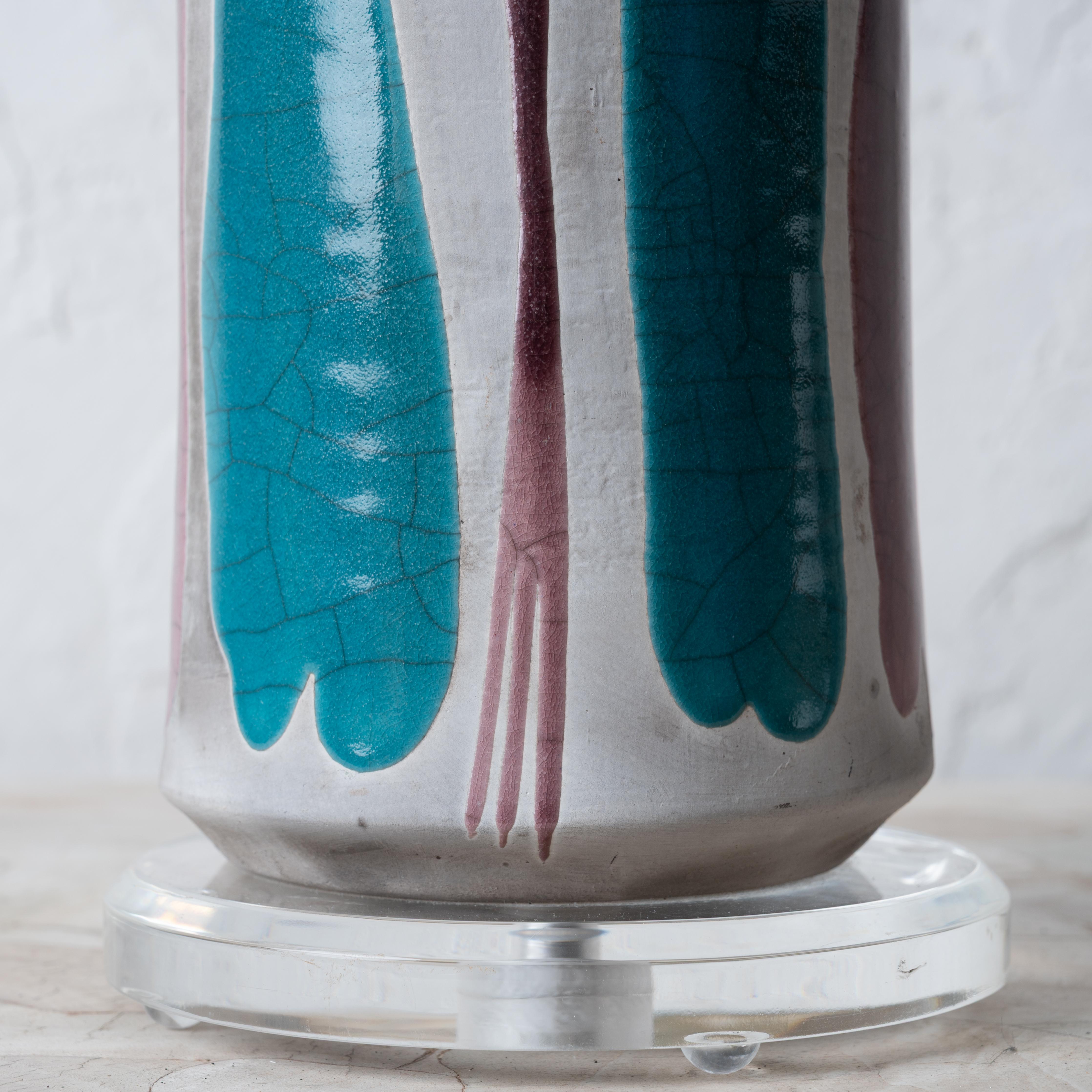 Tony Evans Raku Pottery Lamp, 1980s For Sale 1