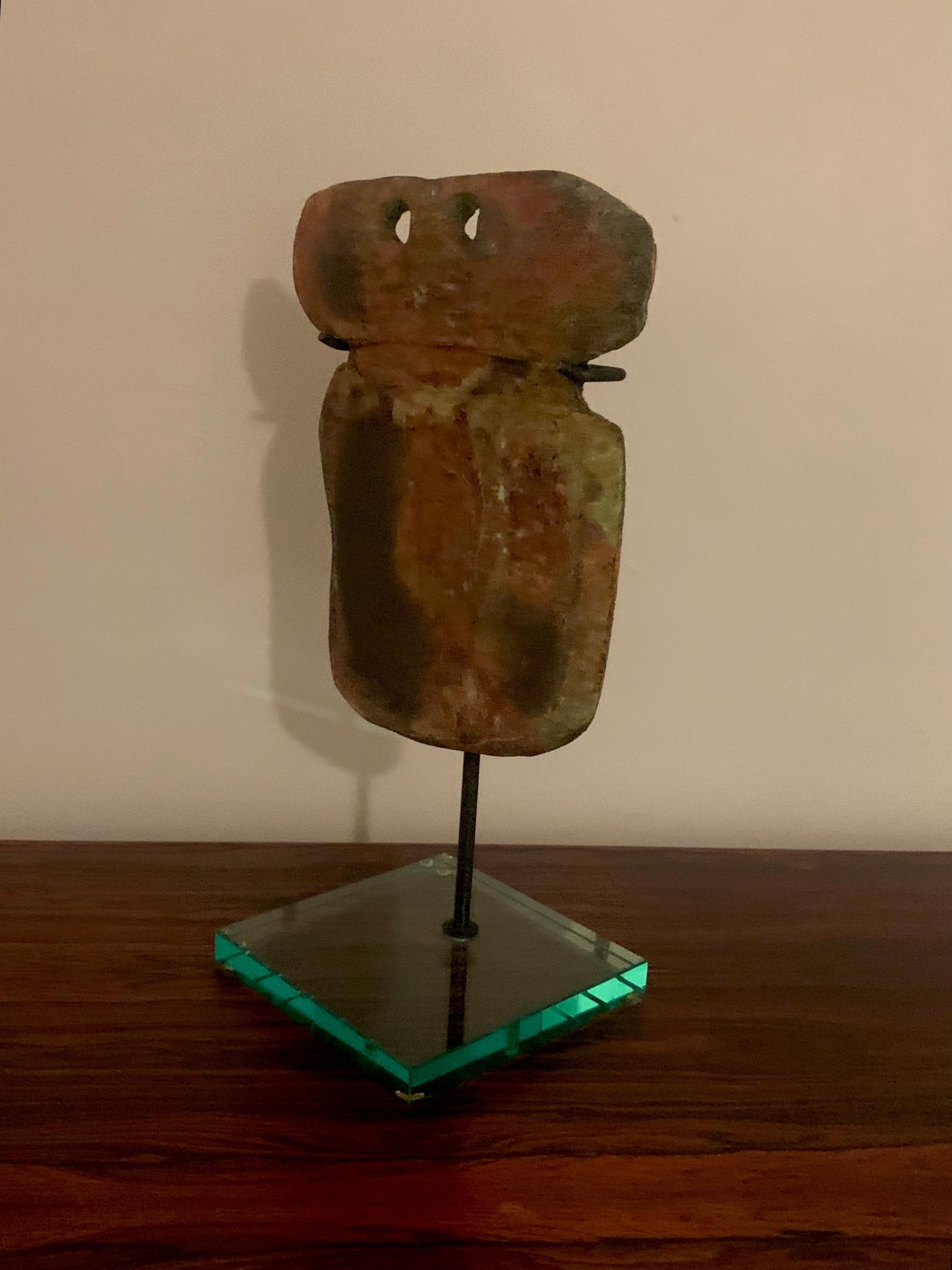 Mid-Century Modern Tony Evans Unique Ceramic Plaque with Stand, signed For Sale