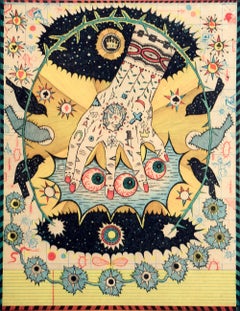 Tony Fitzpatrick 'Hand of Ishmael' Signed Aquatint Etching, Framed, 2007