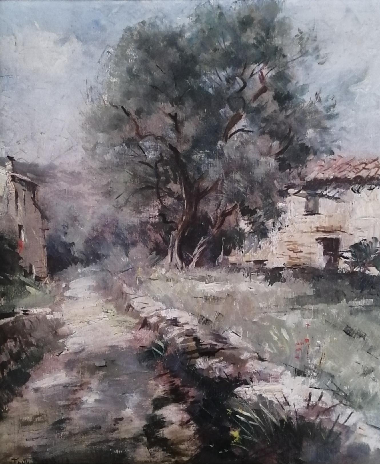 Tony Gardella Landscape Painting - Corsica and olive tree trail