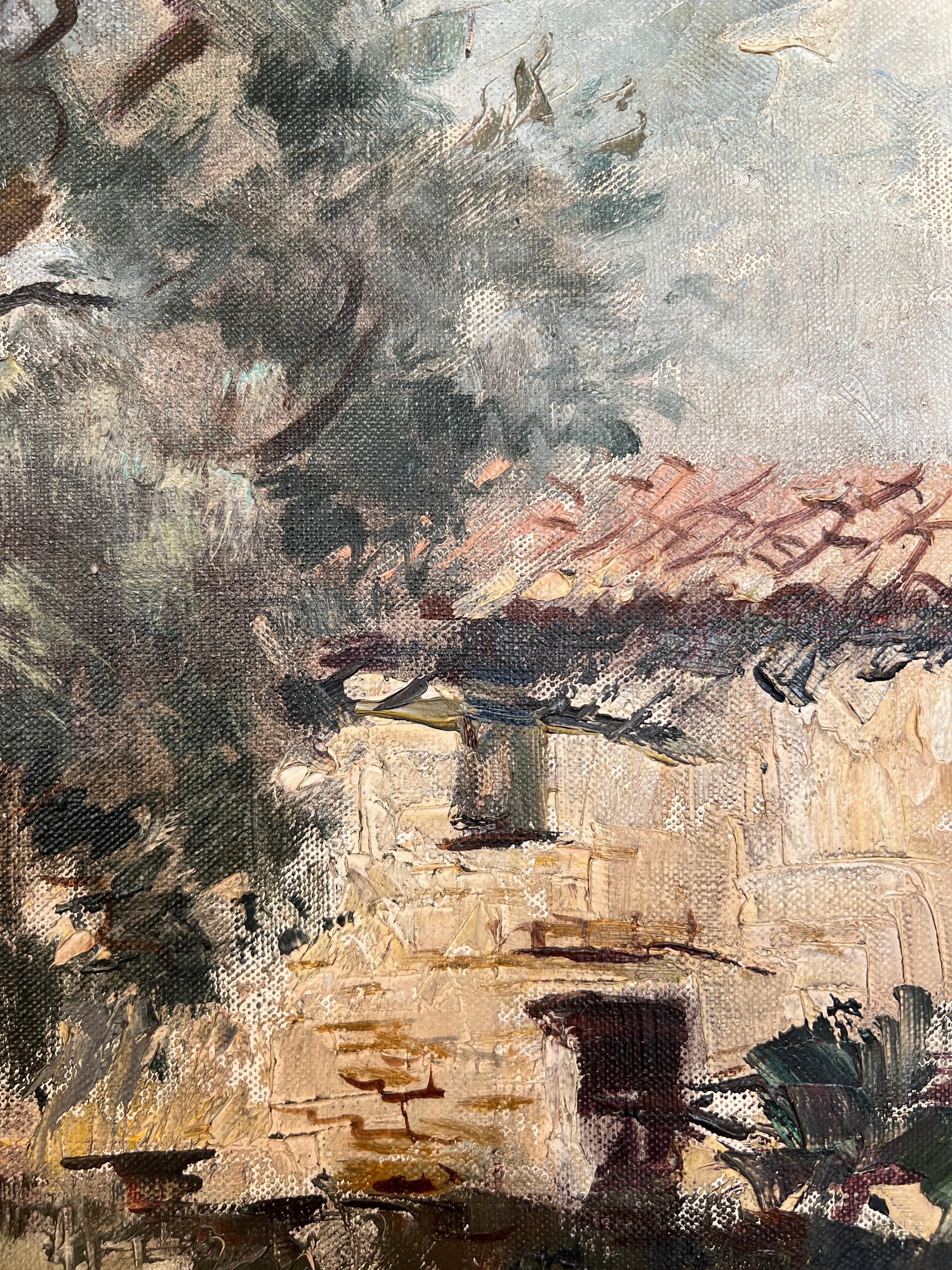 Piccolo sentiero corso e Oliver - Landscape Painting Grigio di Tony Gardella