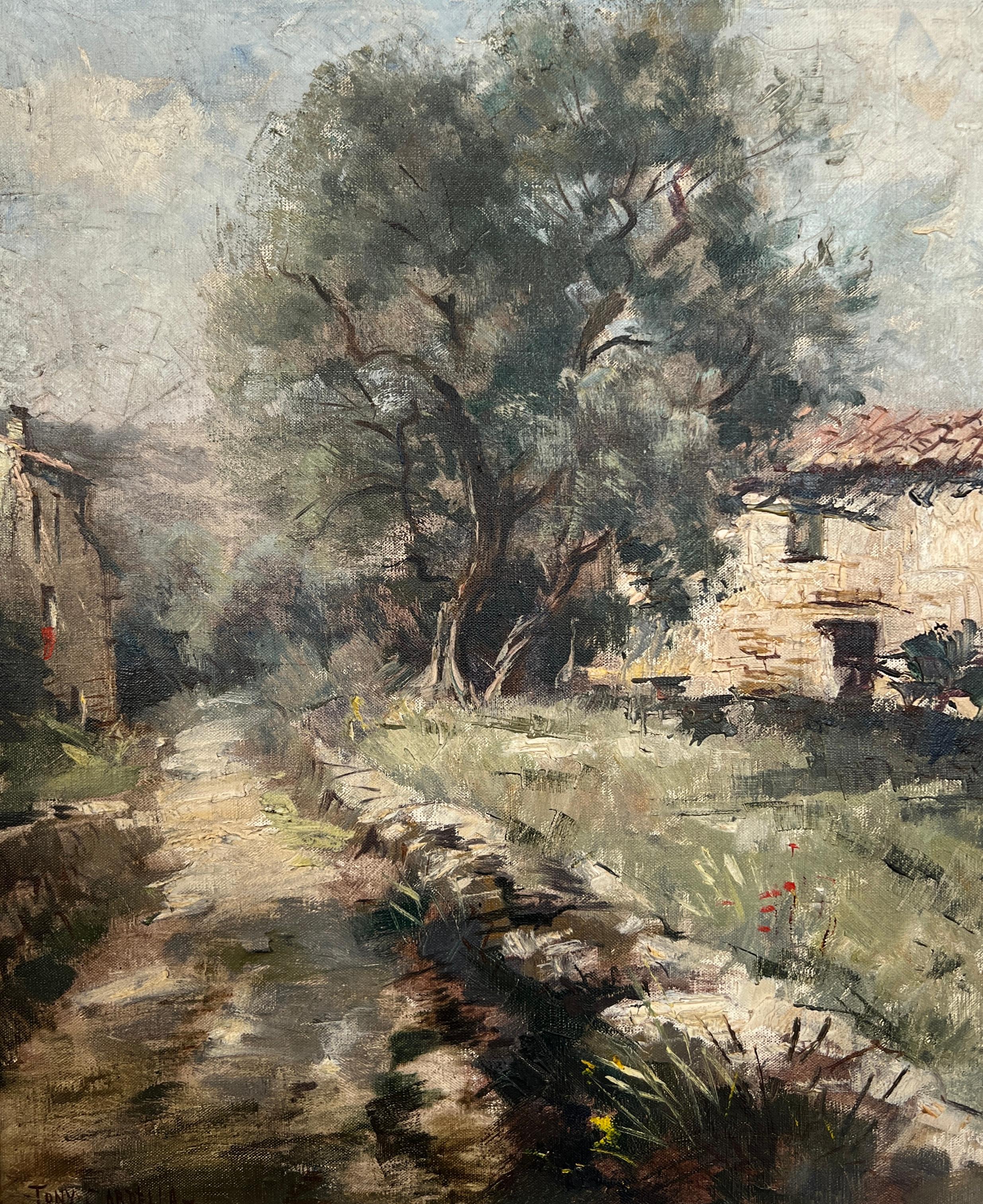 Landscape Painting di Tony Gardella - Piccolo sentiero corso e Oliver