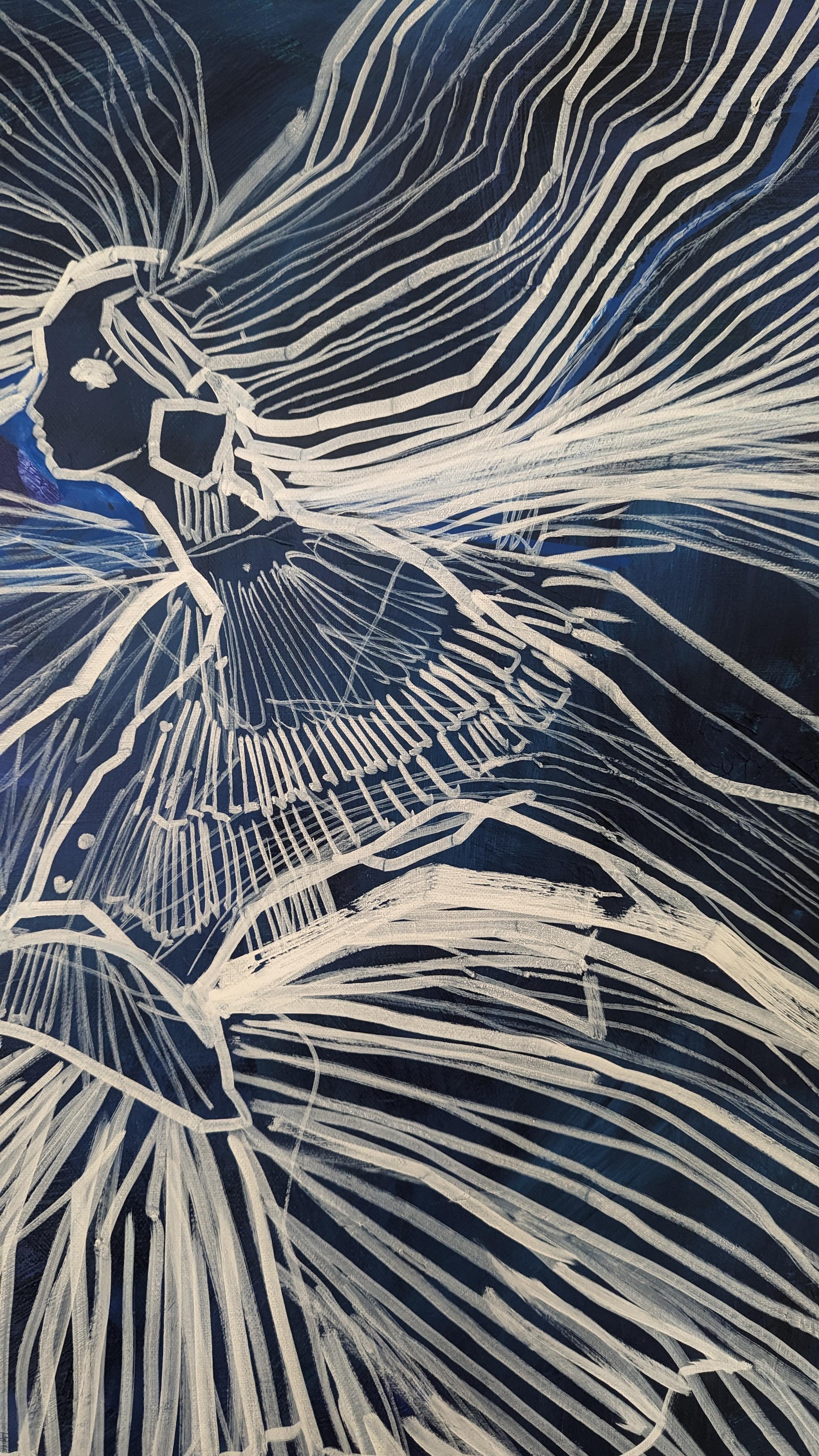 Midnight Rapunzel, original painting, abstract, contemporary For Sale 1