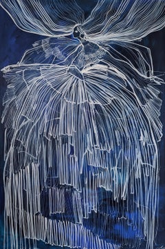 Raperonzolo di mezzanotte, quadro originale, astratto, contemporaneo