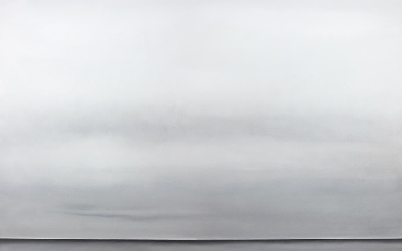 This abstract landscape limited edition print by Tony Iadicicco features a cool grey palette with a low, stark horizon line below between soft, blended color. 

This Limited Edition giclee print by Tony Iadicicco is an edition size of 50. Printed on