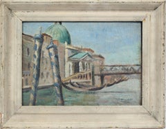 Antique American Impressionist Venice Italy Original CItyscape Oil Painting