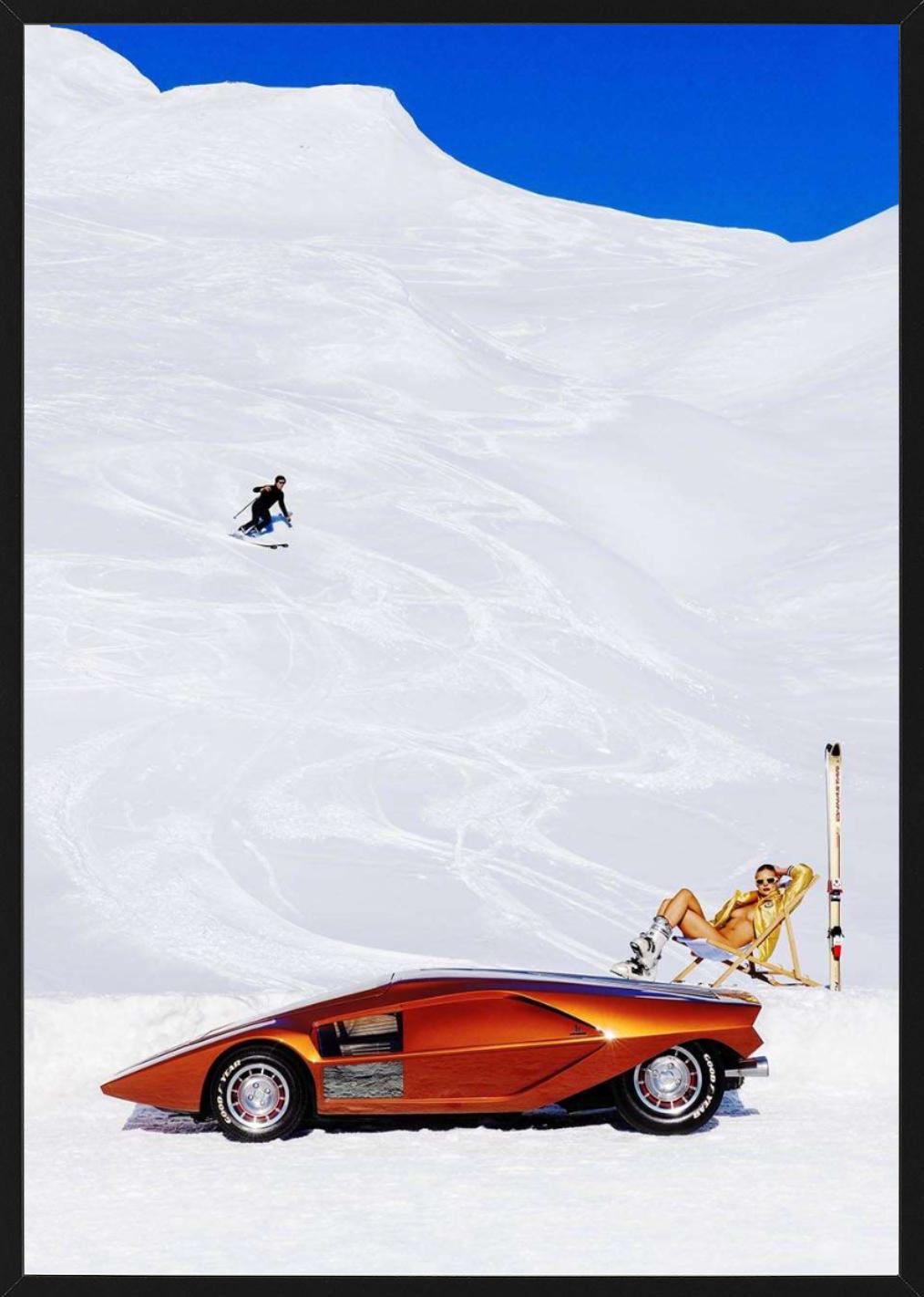 'Apres! St. Moritz' - Lancia Stratos zero on piste, fine art photography, 2023 For Sale 3