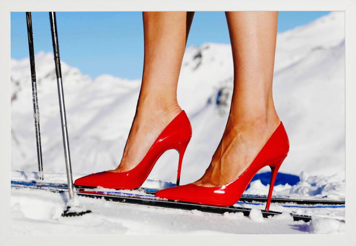 'Backcountry III' - Red Louboutins Heels on Ski, fine art photography, 2023 For Sale 6