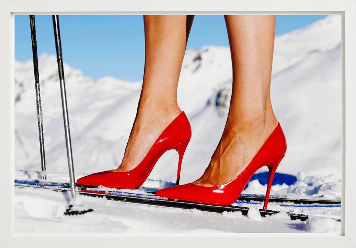 'Backcountry III' - Red Louboutins Heels on Ski, fine art photography, 2023 - Contemporary Photograph by Tony Kelly